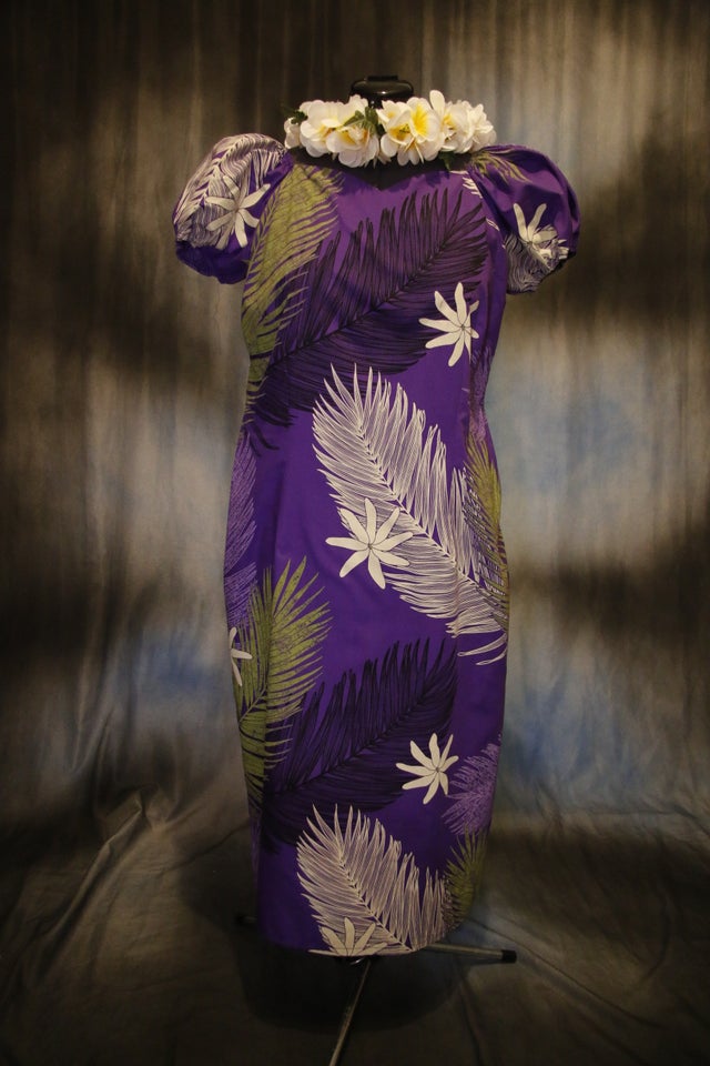 open lace back dress Smock Hawaiian Dress Midnight Orchid Purple / Fits Xs to XL (2-16)